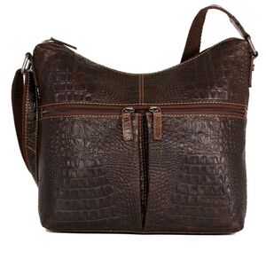 NWT Jack Georges Fine Leather Goods Hornback Croco Hobo Bag Purse